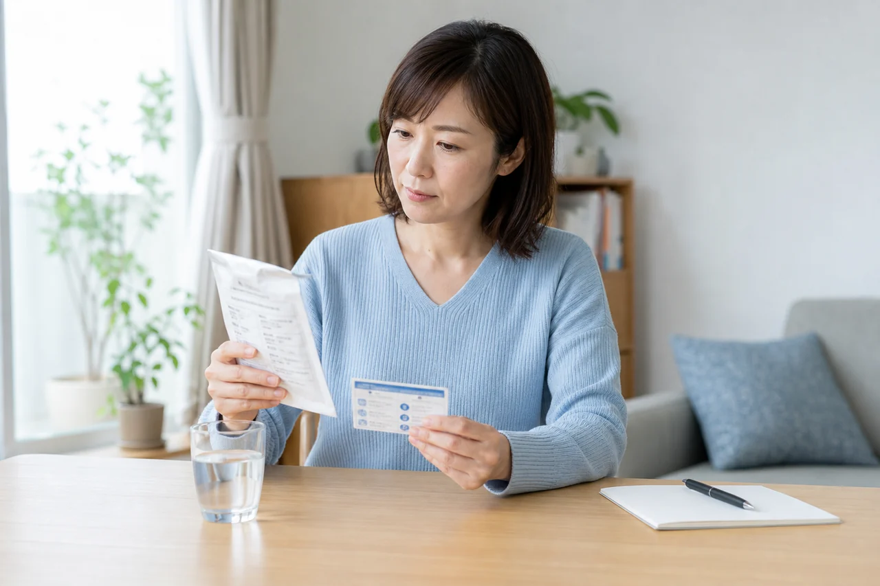 感染症治療薬の使用方法を確認 処方された感染症治療薬の飲み方と注意点を確認する患者