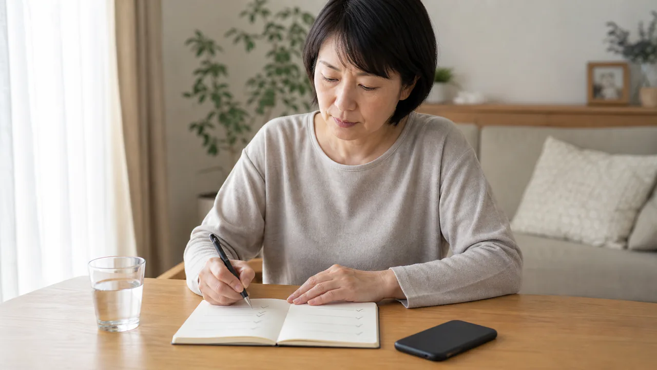がん薬物療法中の症状を記録 がん薬物療法中の体温や体調の変化を自宅で記録する患者