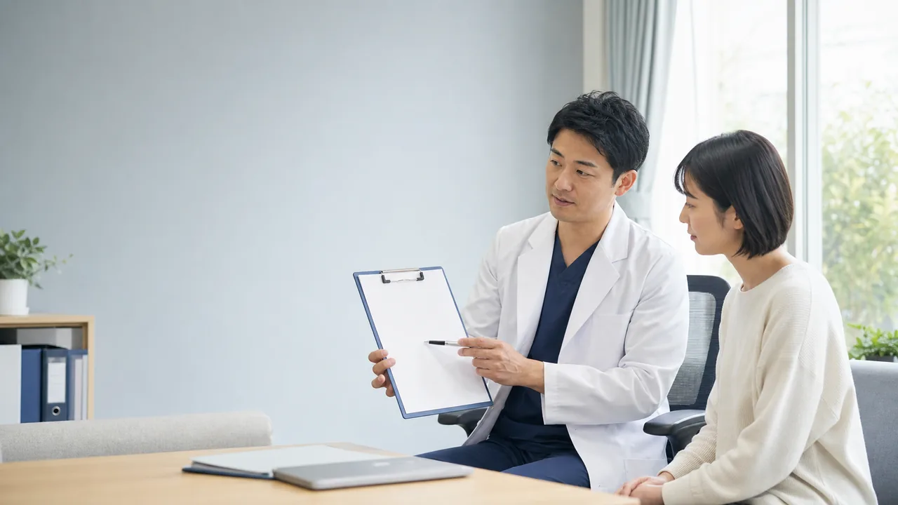 クリニック・病院選びの診察相談 医師と確認項目を見ながら自分に合うクリニックや病院を相談する患者