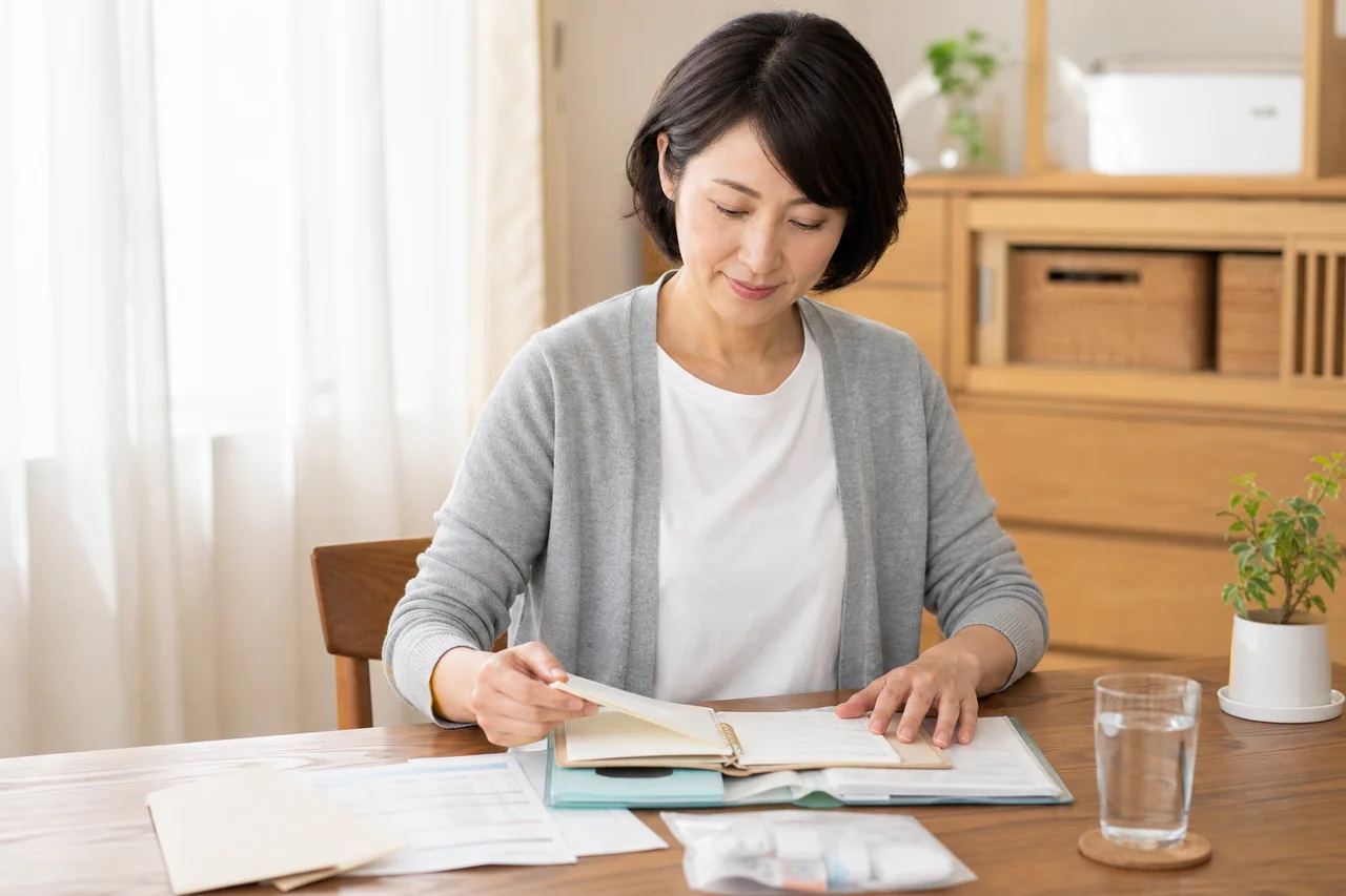 救急受診後の経過観察と再診準備 救急受診後に薬と再診予定を確認して自宅で経過をみる場面