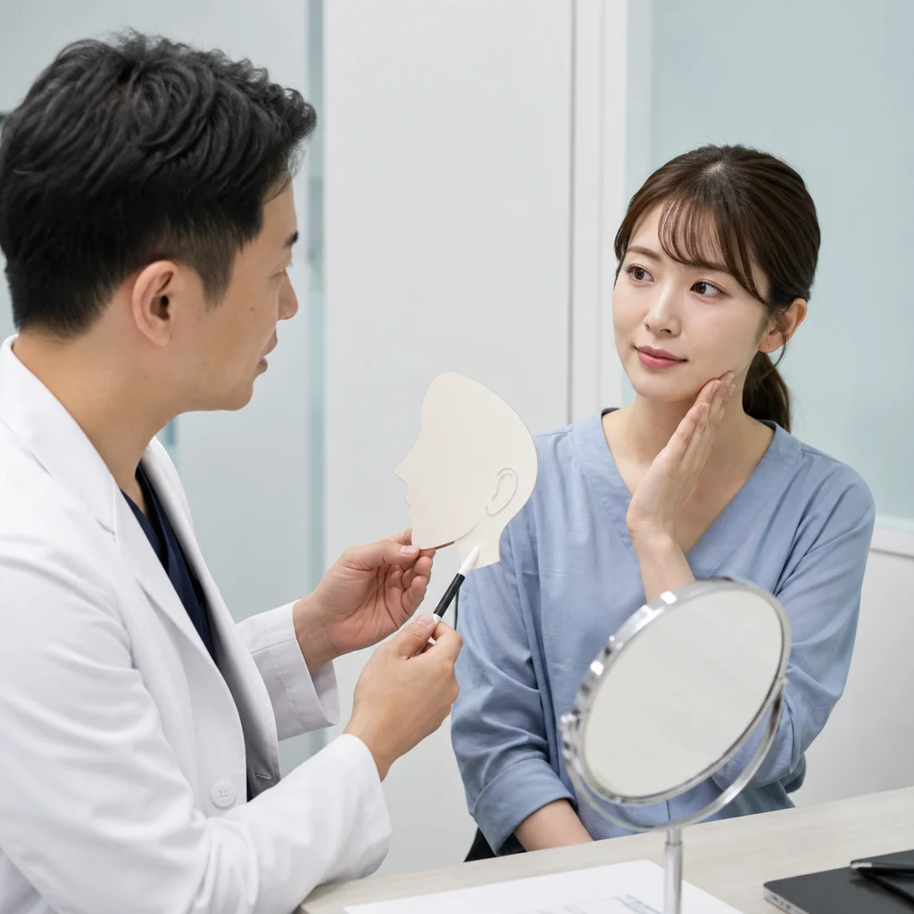 エラ削りによるシャープなフェイスライン形成で小顔効果を期待する女性