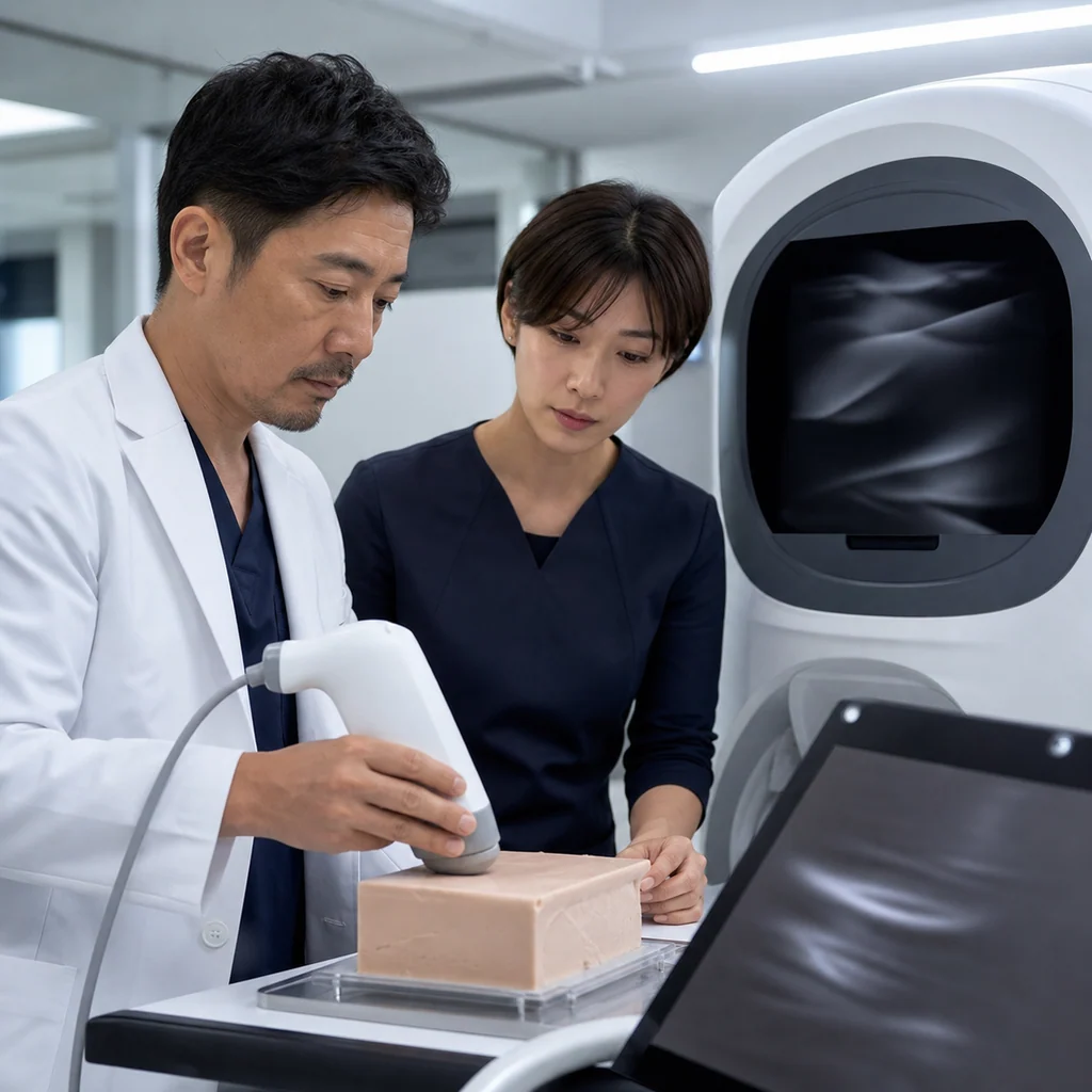 美容医療の最新トレンドと技術進化を視覚的に表現したグラフやアイコン