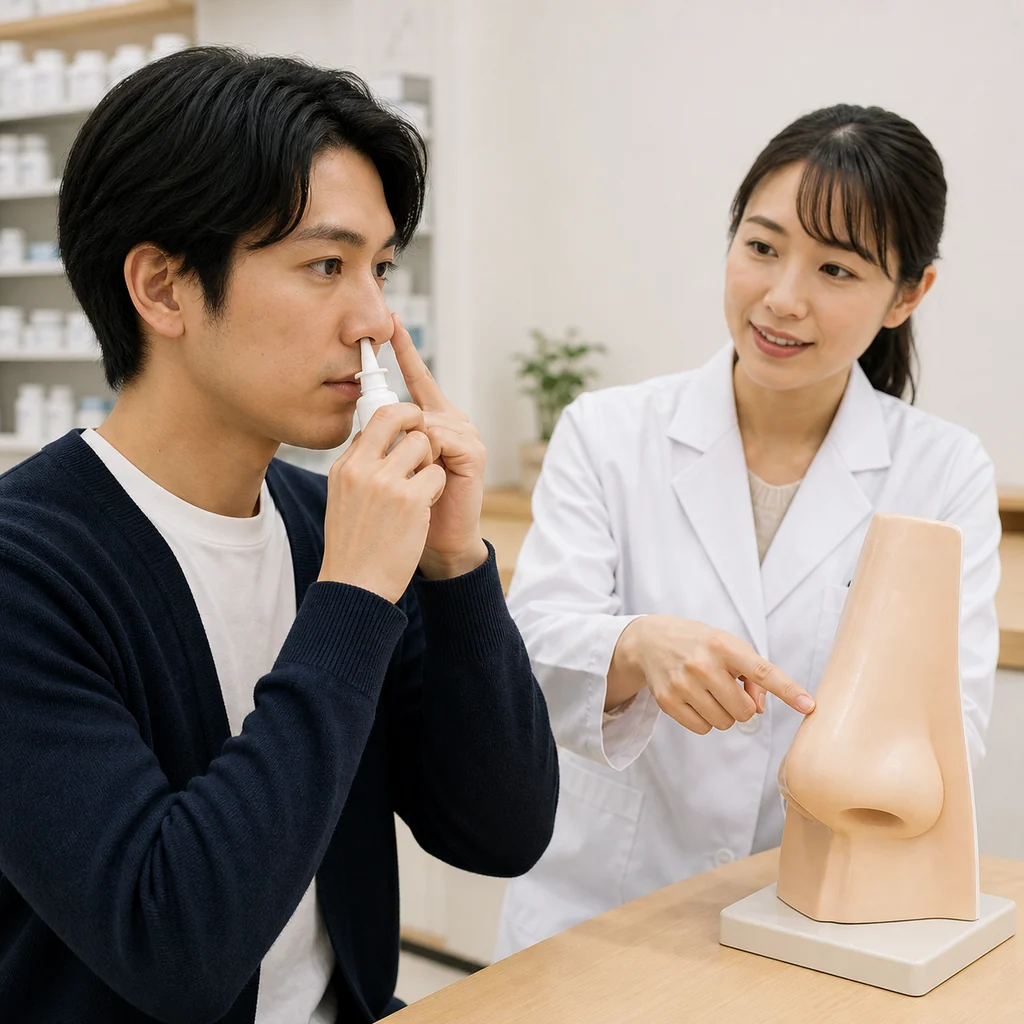 アレルギー性鼻炎に用いるステロイド点鼻薬の適切な使用手順
