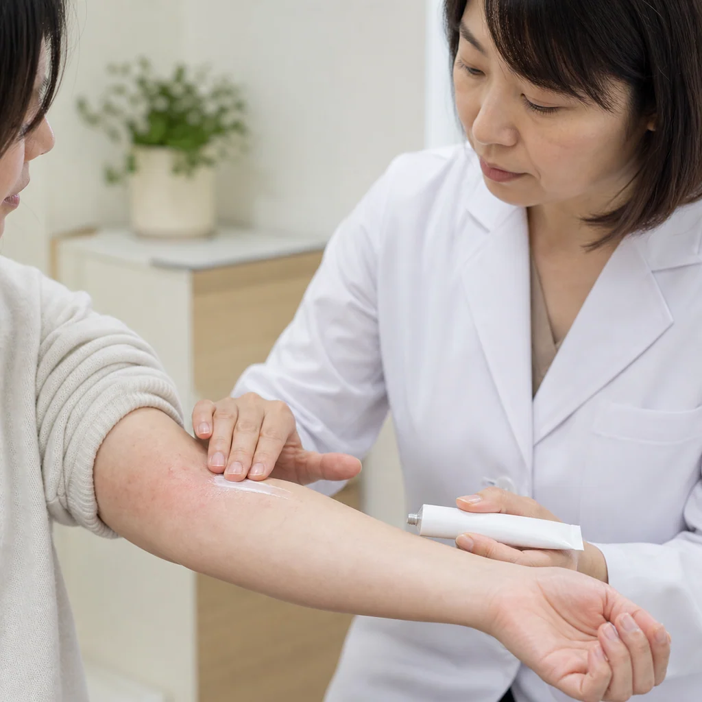 皮膚炎に塗布するステロイド外用薬の正しい塗布量と広げ方